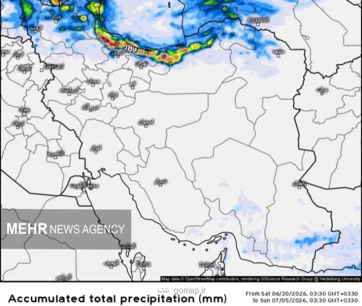 هشدار رگبار بارشهای تابستانی در 10 استان کاهش دمای تهران از پنجشنبه